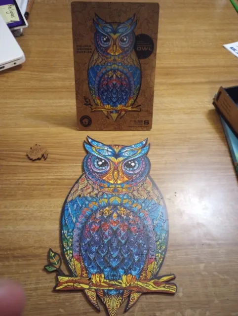 UNIDRAGON Charming Owl Wooden Jigsaw Puzzle Small 5.9 x 10.2 in. 101 Pieces Nice