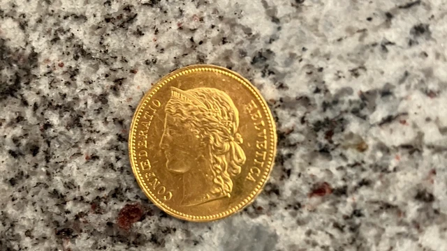 Swiss 20 Franc Gold Helvetica Coin, Bu, Very Rare, 1898