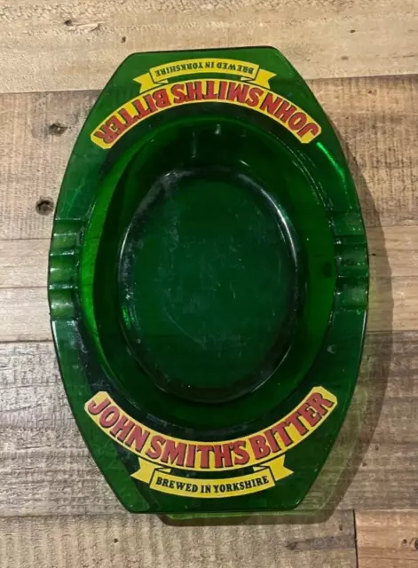 John Smiths Bitter Green Glass Ashtray Pre Owned