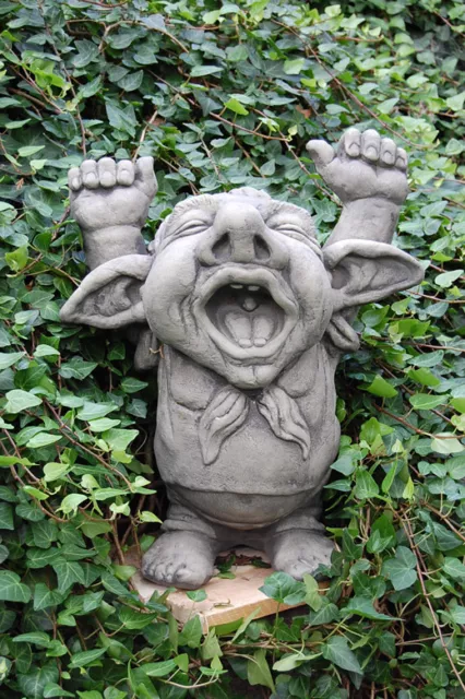 Troll gähnend Steinguß Figur Statue Gartenfigur Gnom Dorian Neu