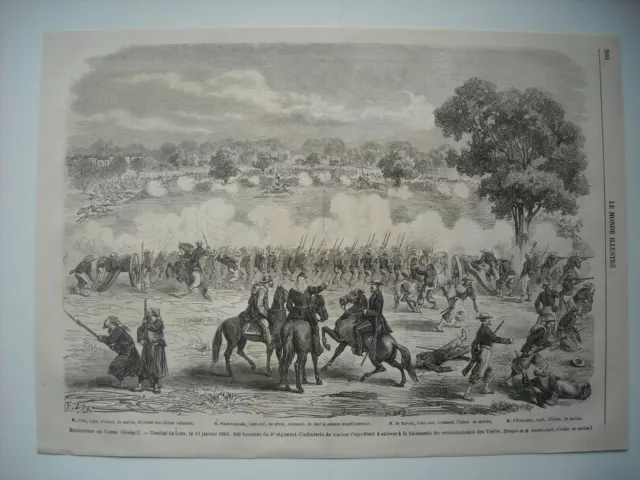 Gravure 1864. Expedition Du Cayor, Senegal. Combat De Loro, Le 12 Janvier 1864..