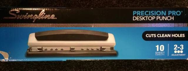 Swingline Desktop Hole Punch Precision Pro 2-3 Holes Adjustable Centers 10 Sheet