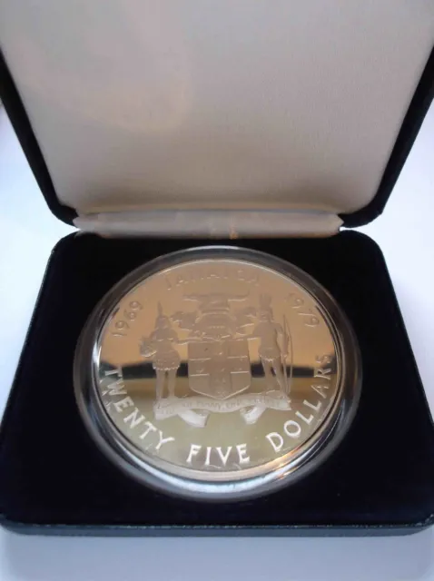 Jamaica: 1979 Silver Proof $25; 63mm; Prince Charles Investiture; cased; FREE pp