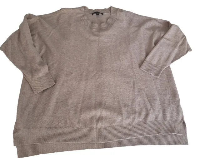 Cyrus Pullover Sweater Women's Size 3X Beige Light Knit Long Sleeve Ribbed Trim