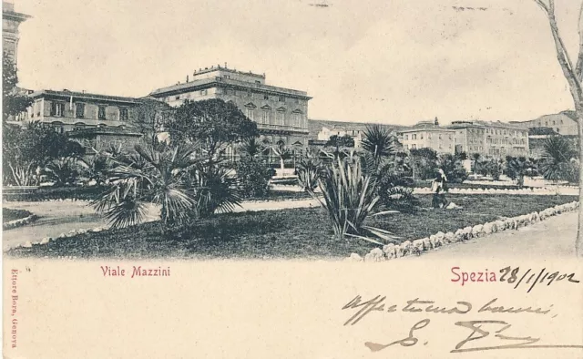 Cartolina Paesaggistica Liguria  La Spezia Viale Mazzini Viaggiata Anno 1902