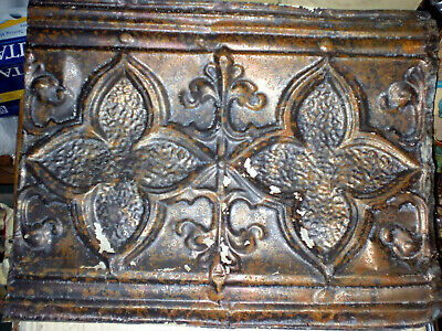 Antique Gothic Quatrefoil Ceiling Tin Tile Back Splash Pie Safe Cabinet Door