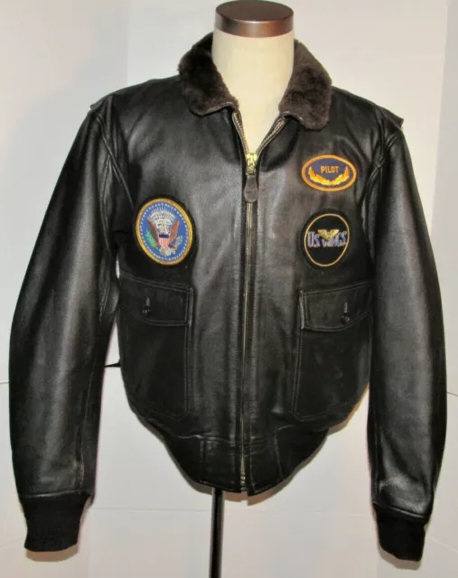 UOMO 2005 Originale G-1 USN Marrone pelle Capra Giubbotto di ! Top Gun Pilota M