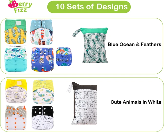 14pc Set Cloth Diaper Pocket & All-in-one AOI Pack Liner Wet Bag Mixed Insert 5