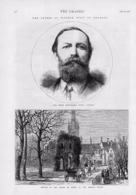 1876 - Antique Print NORFOLK Norwich Baron Suffield Prince Wales Bishops  (053)