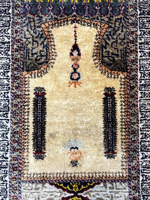 ALTER ORIENTTEPPICH  GEBETSTEPPICH TEPPICH AUS WOLLE HANDGEKNÜPFT 150x83cm 2