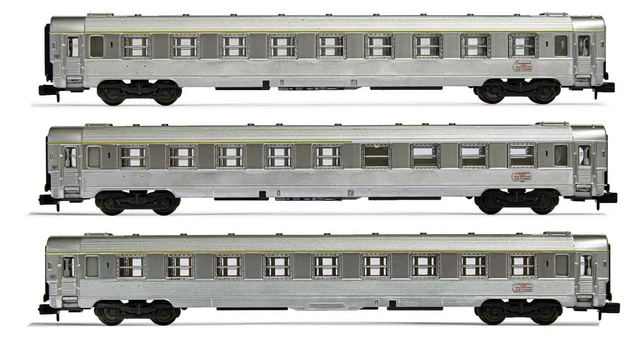 JOUEF coffret 3 voitures voyageurs DEV INOX toit noir HJ4042