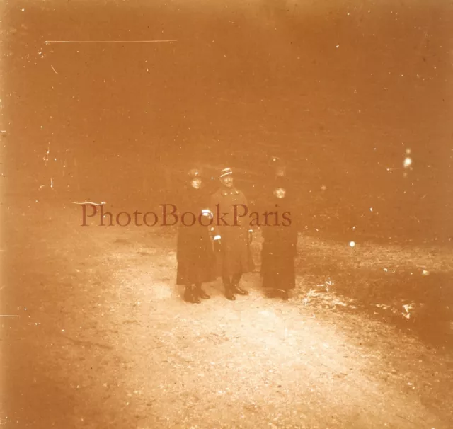 Famille Militaire c1930 Photo Plaque verre Stereo Vintage V33L18n3