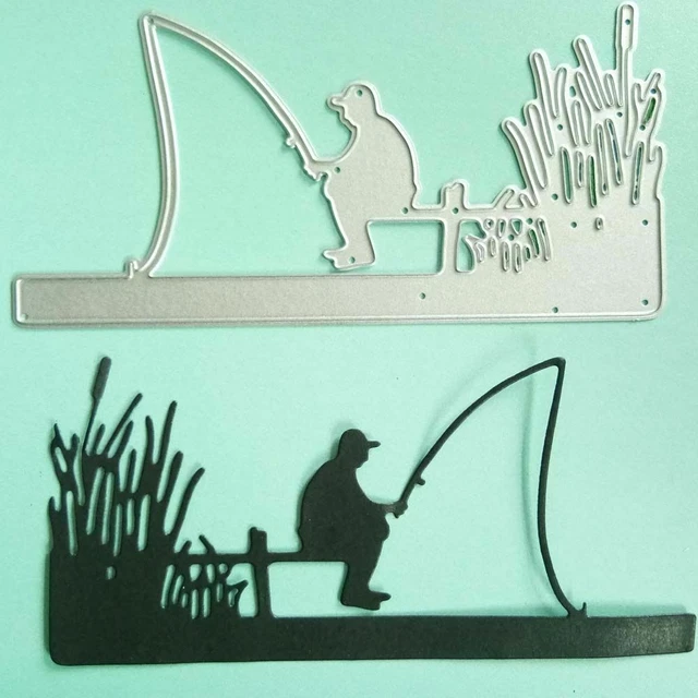 Fisherman's Cutting Dies Men Fishing Card Making Fishery Fish Card Craft DIY