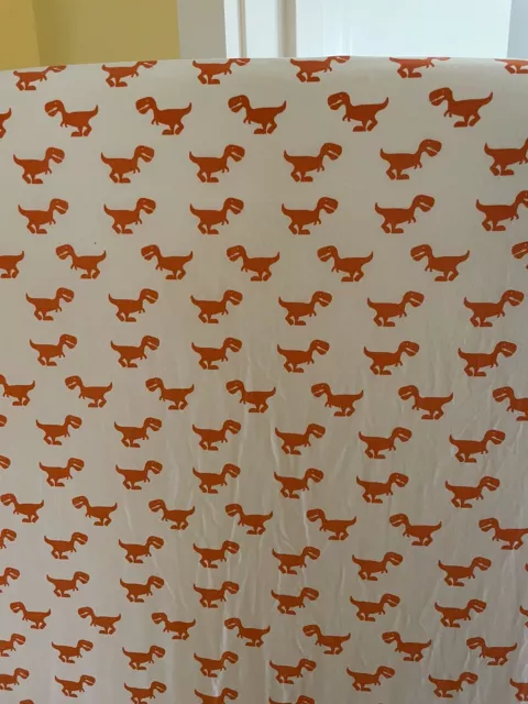 The land of nod orange dinosaur fitted crib sheet￼