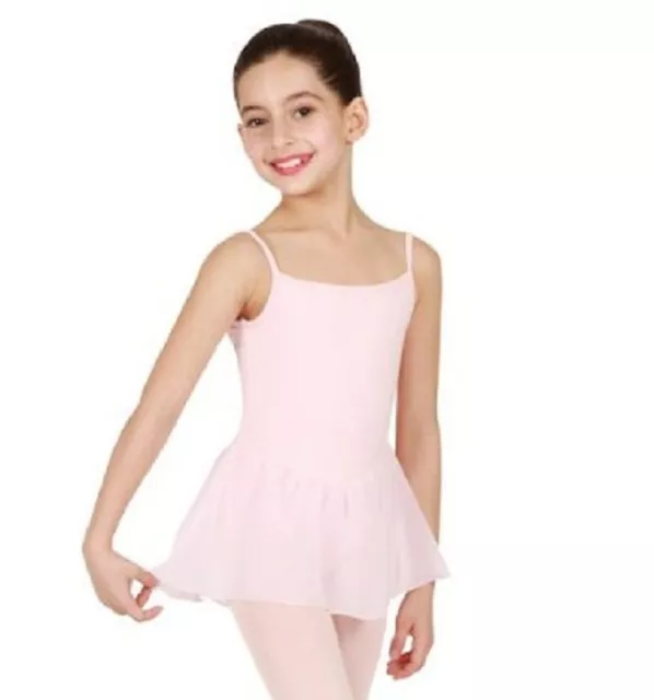 Bloch CL5407 Girl's 8-10 (Medium) Pink Camisole Leotard Footed Tights And Skirt