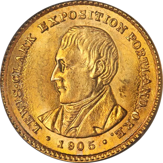 1905 Lewis and Clark Commemorative Gold $1 PCGS MS64 Superb Eye Appeal