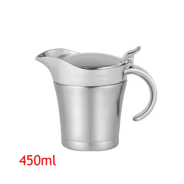 Stainless Steel Double Insulated Gravy Boat Sauce Jug Kitchen Server 450/750ml