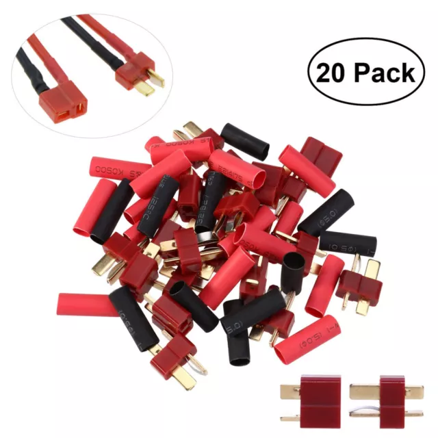 10 Pairs Ultra T-Plug Male Female Connectors Deans Style with 20pcs Shrink Tube