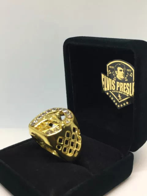 Elvis Presley 1950's Luck Ring Horseshoe TCB NY 18KGold Plated Concert S8-12