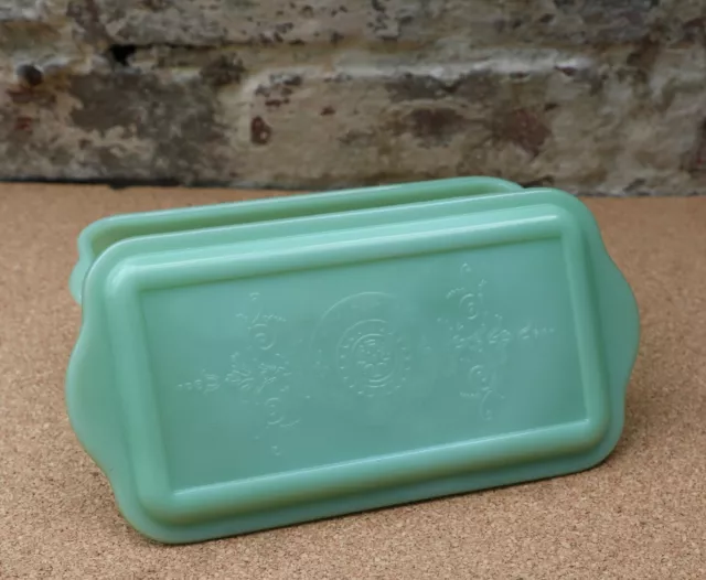 RARE Vintage Fire King Philbe Jadeite Rectangular Refrigerator Oven Dish + Lid