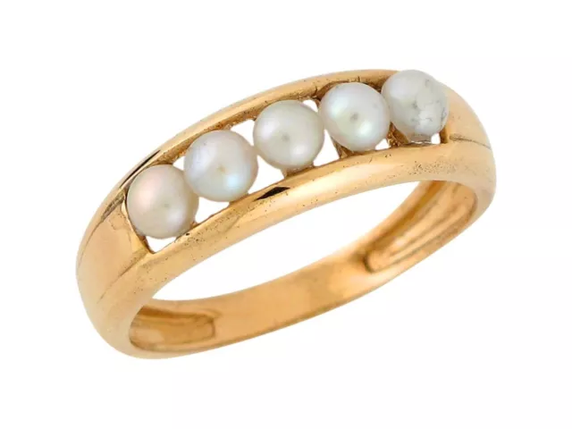 10k or 14k Yellow Gold Cultured Pearl Simply Sophisticated Ladies Every Day Ring