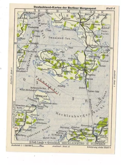 alte Werbekarte v. 1932, Karte der Berliner Morgenpost, Blatt 4, Rostock, Meckle