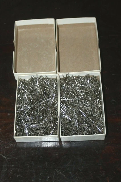 Nickel Plated Steel Bank Pins 1/2 lb box LOT 2 made USA 1" REX No. 17 "open box"