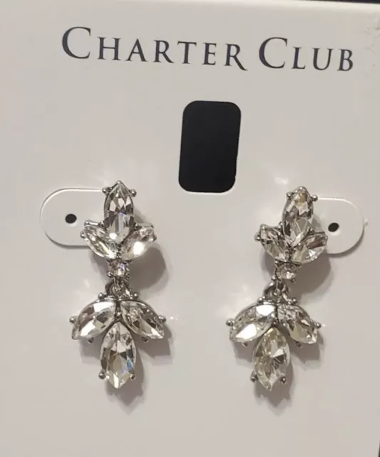 Charter Club Silver-Tone Crystal Drop Earrings 2