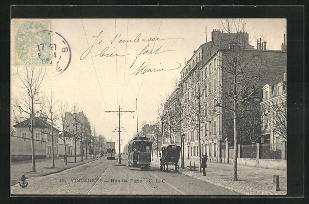 CPA Vincennes, tramway auf der Rue de Paris 1905