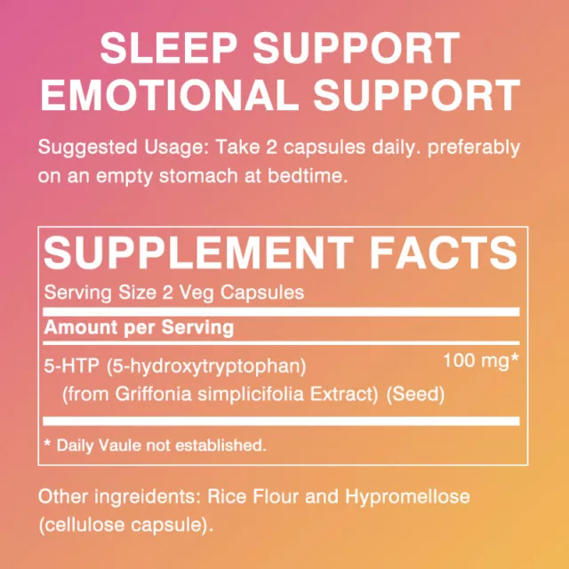 5-HTP (5-hidroxitriptófano) 100 mg - Apoyo para dormir, aliviar el estrés y la ansiedad 2