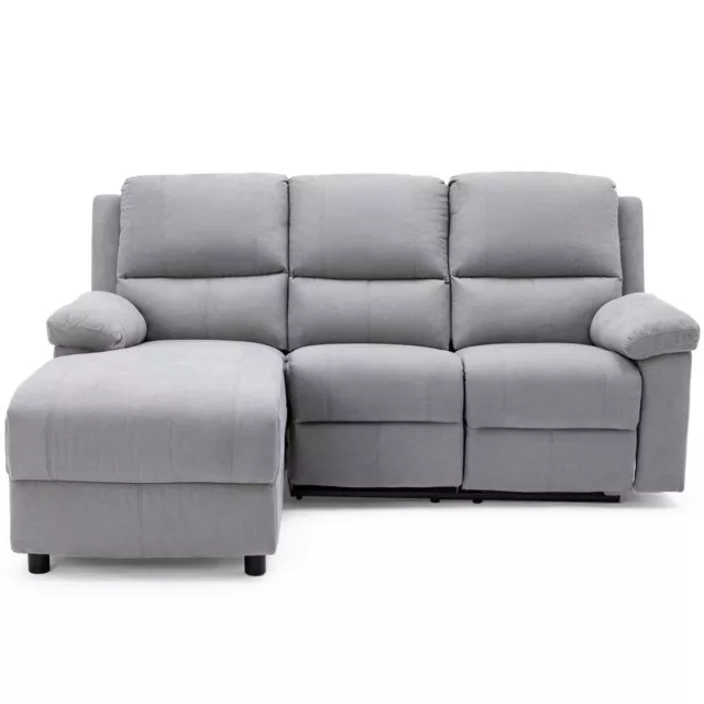Valencia Fabric Chaise 3 Seater High Back Lounge L Shaped Corner Recliner Sofa 2