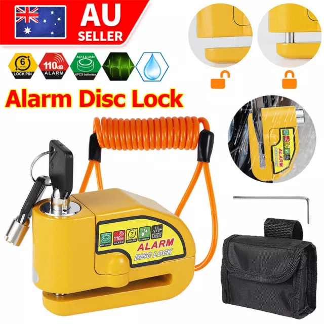 Motorcycle Alarm Disc Lock Motor Bike Brake Security Electric Rotor Lock 2 Keys