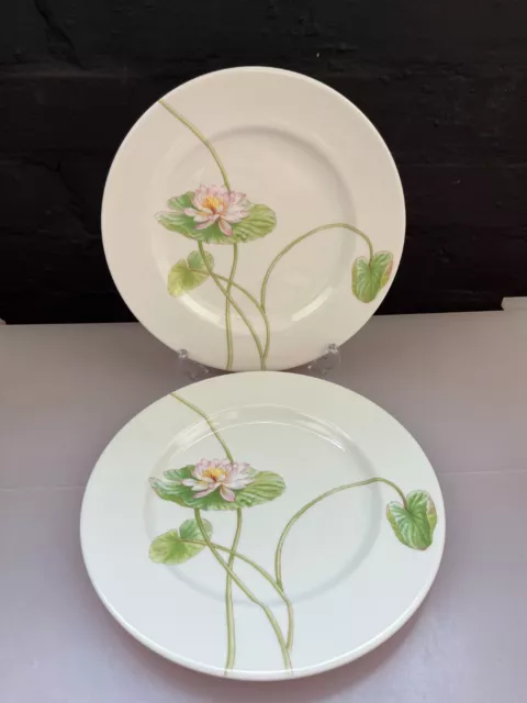 2 x Royal Doulton 2005 Water Lily Salad / Dessert Plates 9" Wide Pair Set