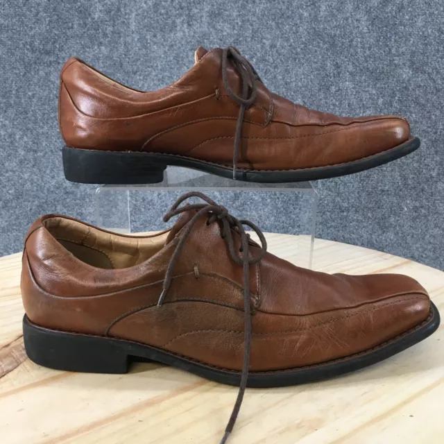 Johnston & Murphy Dress Shoes Mens 10.5 M Oxford Brown Leather Bicycle Toe Low