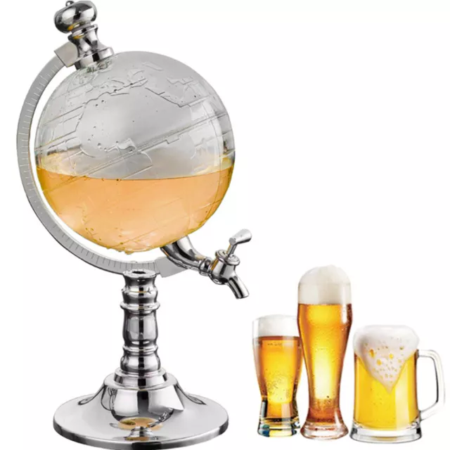 Whisky Karaffe Globus 1,5L Whiskey Dekanter Whisky Gläser Geschenkset + Zapfhahn