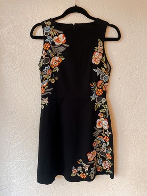 Alice And Olivia Malin embroidered Sequin Floral satin Sheath dress size 2