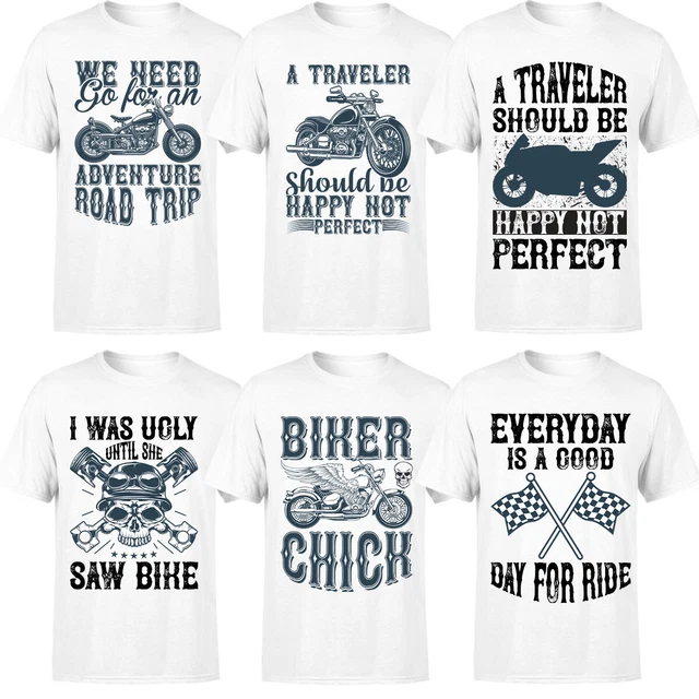 T-SHIRT BIKER Moto Moto Racer Uomo Festa del Papà Teschio Divertente #Or#P1#A