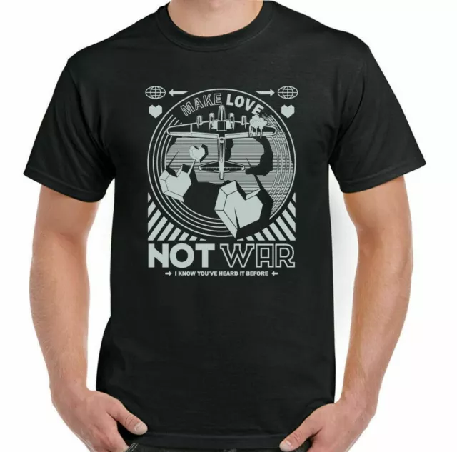 Peace Activists T-Shirt Make Love Not War Mens Hippy Freedom Corps Anti Logo Top