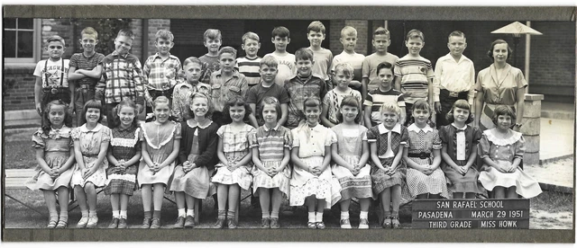 Vintage Old 1951 Class Photo Girls & Boys SAN RAFAEL School Pasadena California