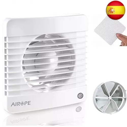 AIROPE -100 mm,Ventilador extractor de baño aire, Silencioso con válvula Anti r