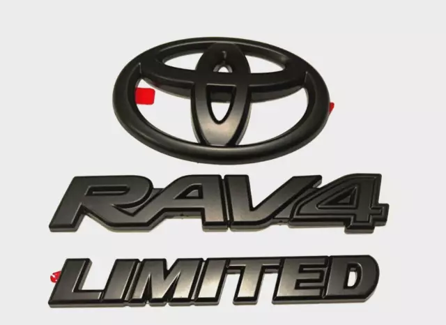 Overlay ! 3PCS RAV4 LIMITED Matte Black Emblems Badge Fit 2019-2023 TOYOTA