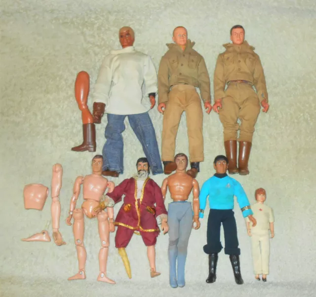Vintage 1970's Mixed Beater Action Figure Lot    AS-IS   Mego  Excel   Spock