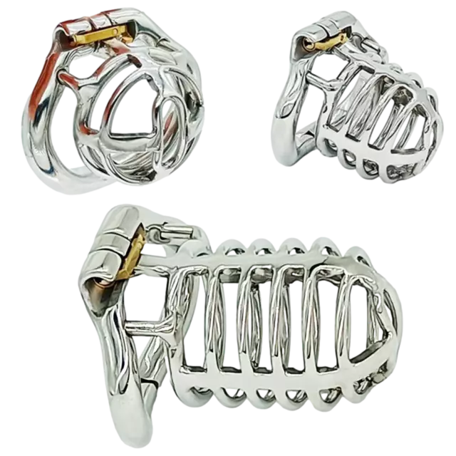 Newly Designed Stainless Steel Male Chastity Equipment Cage with Ring Lock Slave