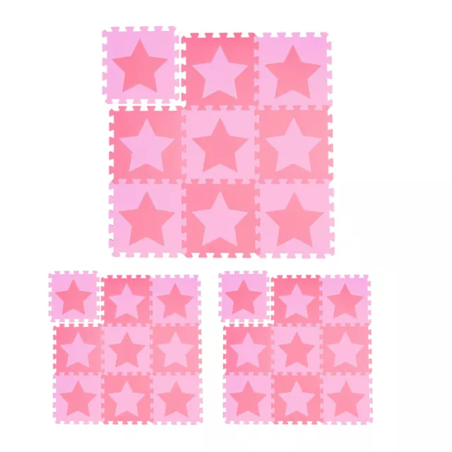 27 losas alfombra puzle bebé estrellas Suelo goma Colchoneta gateo rosado/fucsia