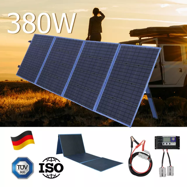 12V 380W Folding Solar Panel Blanket Kit Mono Battery Charging W/ USB Regulator