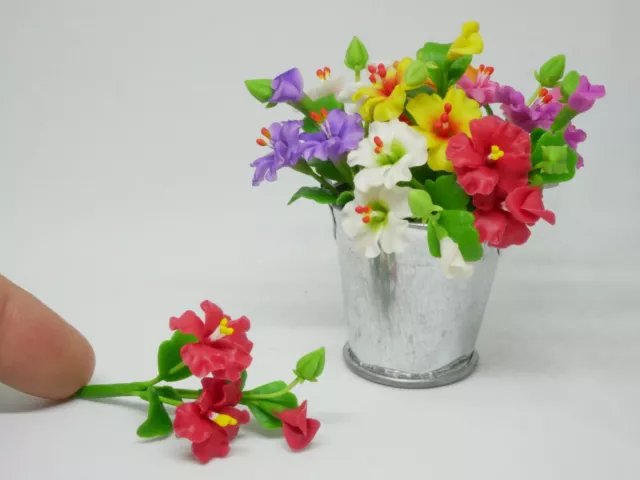 1 pc Miniature Hibiscus Flower Clay Dollhouse Handmade Decor 1:12