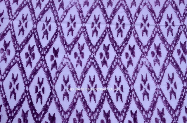 4.6m Indien Ikat Imprimé Coton Léger Blanc Tissu Couture Vinaigrette Artisanat