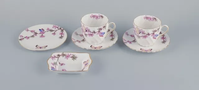 Tuscan, England, Bone China. Two pairs of large coffee cups, a plate and a bowl.