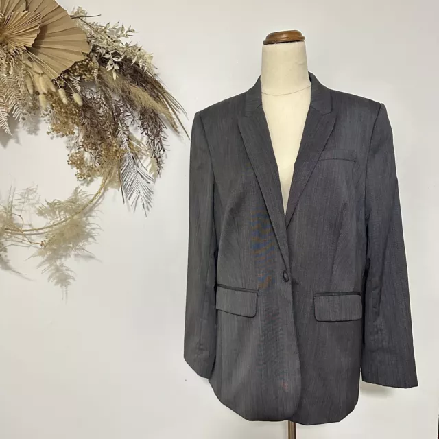 SPORTSCRAFT Size Pure Wool Blazer Jacket Grwy Single Breasted Career Work Wear