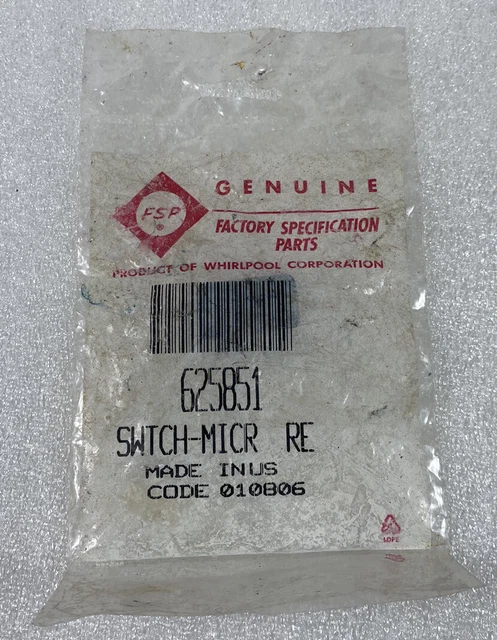 625851 New Genuine OEM Whirlpool Refrigerator Micro Switch